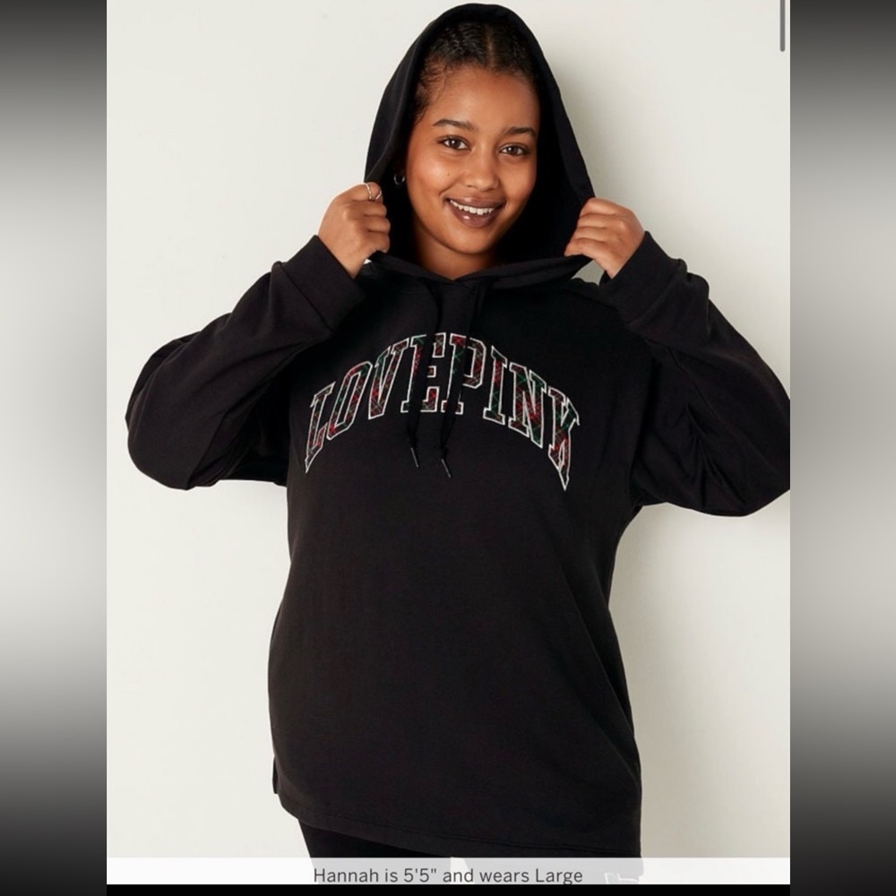 Victoria’s Secret PINK PLAID FLEECE CAMPUS HOODIE XXLARGE